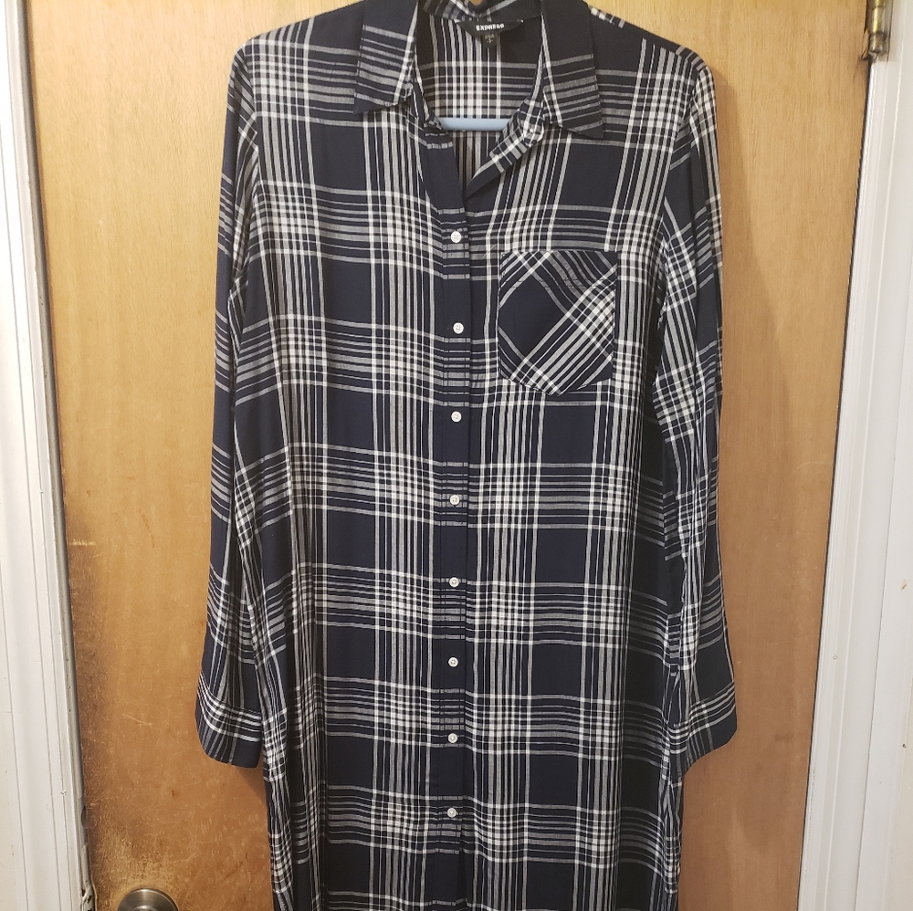 EXPRESS Long Sleeve Plaid Dress Size S